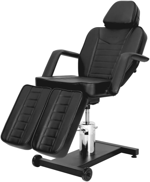 TATARTIST Hydraulic Tattoo Chair for Client Adjustable Tattoo Bed Portable Massage Table Solon Spa Chair Professional Tattoo Studio Equipment (Black)