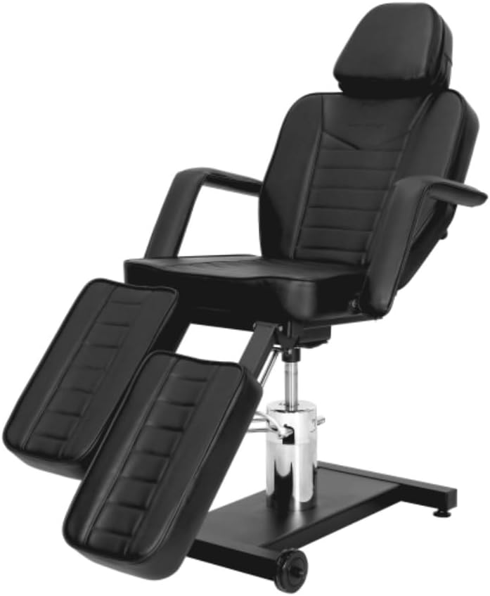 TATARTIST Hydraulic Tattoo Chair for Client Adjustable Tattoo Bed Portable Massage Table Solon Spa Chair Professional Tattoo Studio Equipment (Black)