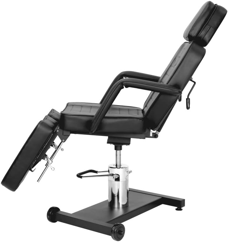 TATARTIST Hydraulic Tattoo Chair for Client Adjustable Tattoo Bed Portable Massage Table Solon Spa Chair Professional Tattoo Studio Equipment (Black)