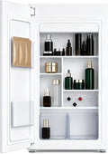 Built-in Beauty Fridge Cabinet with Mirror Door 32L Large Capacity | Touch Control Panel, No-fog Mirror Glass, Scientific Divided Storage, LED Shelf Light,